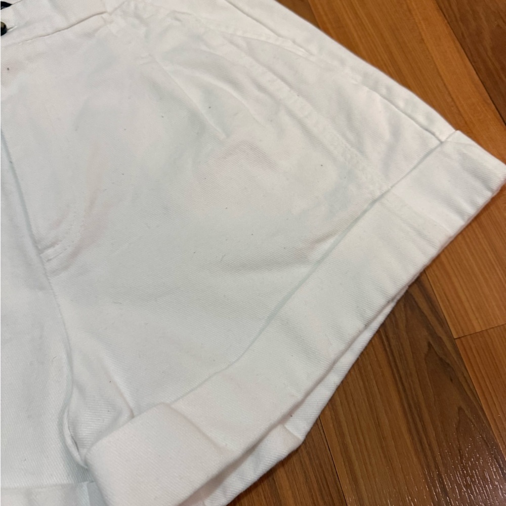Zara White High-Waist Cuffed Shorts - Picture 4 of 8